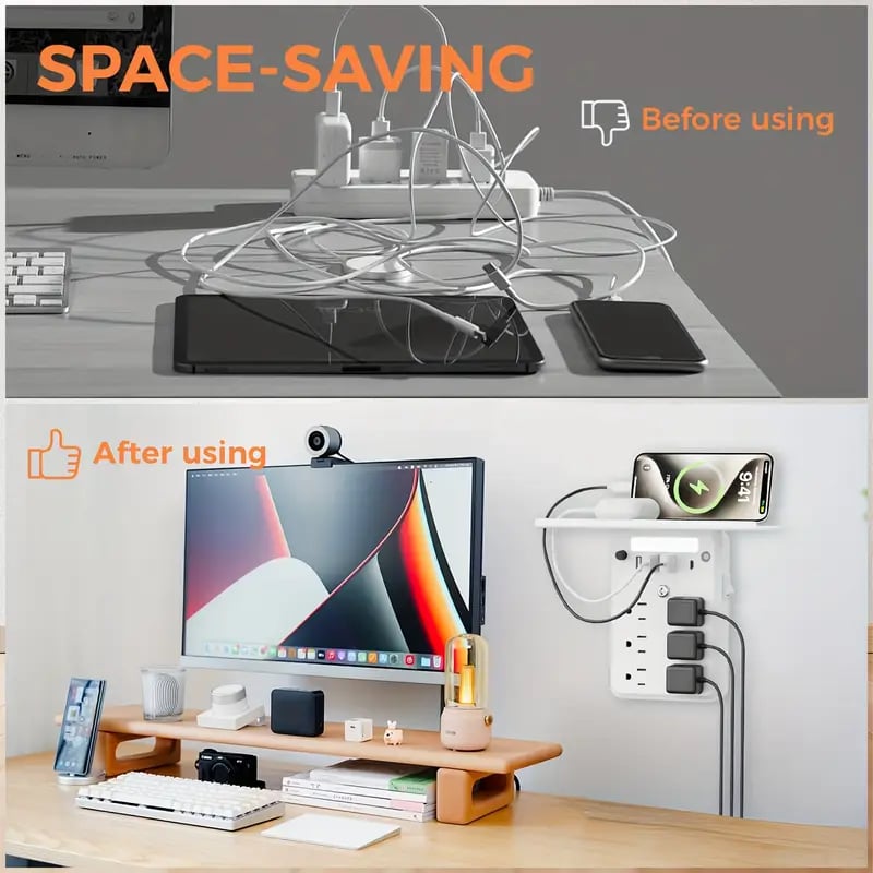 🏆Black Friday 60% OFF💥🎁Wall Outlet Extender with Shelf Night